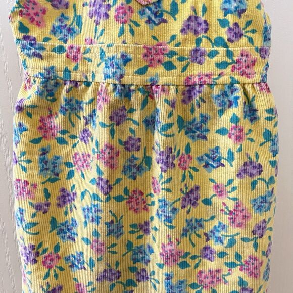 Vintage Oshkosh B'Gosh Yellow Floral Corduroy Overall USA Dress Girls SZ 5 FLAWS - Picture 6 of 16
